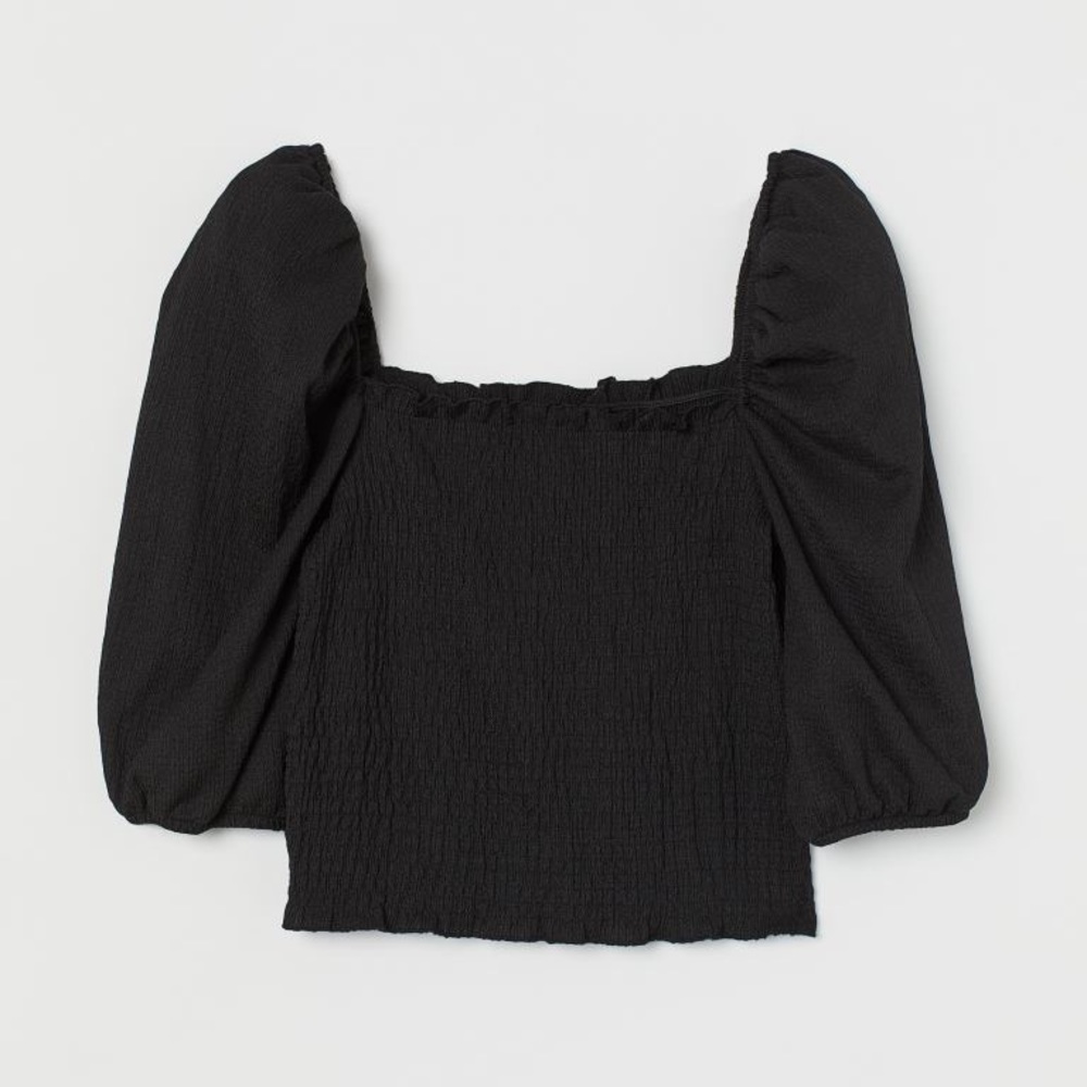 H&M Black Smocked Top